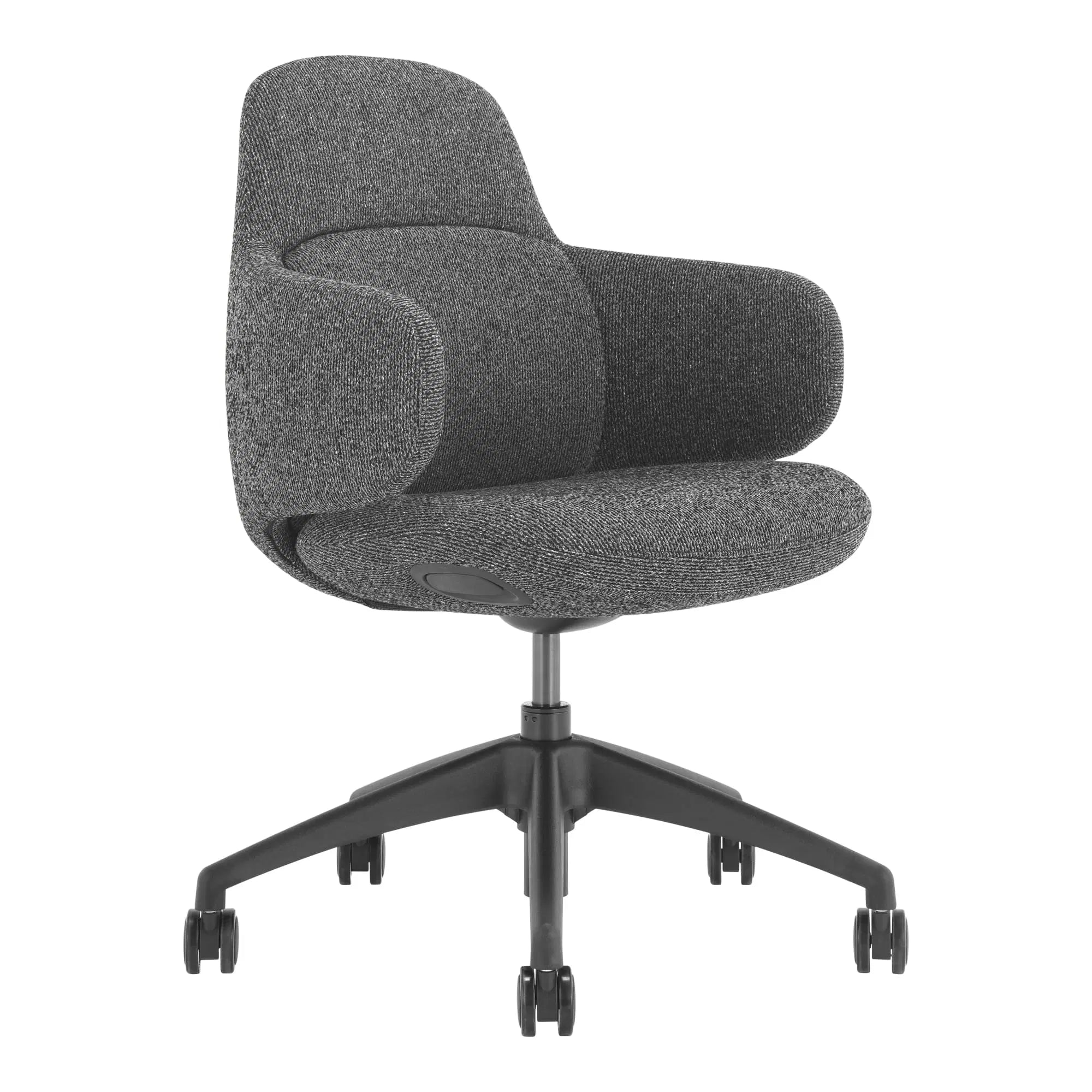 Gray office chair with a black base on a white background