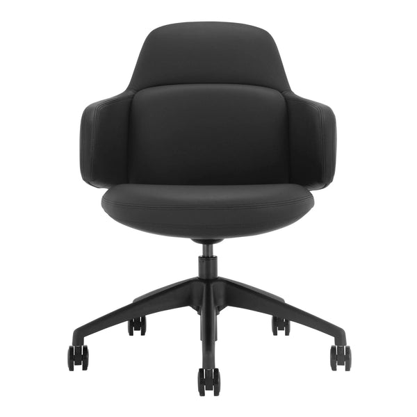 Black office chair with armrests on a white background