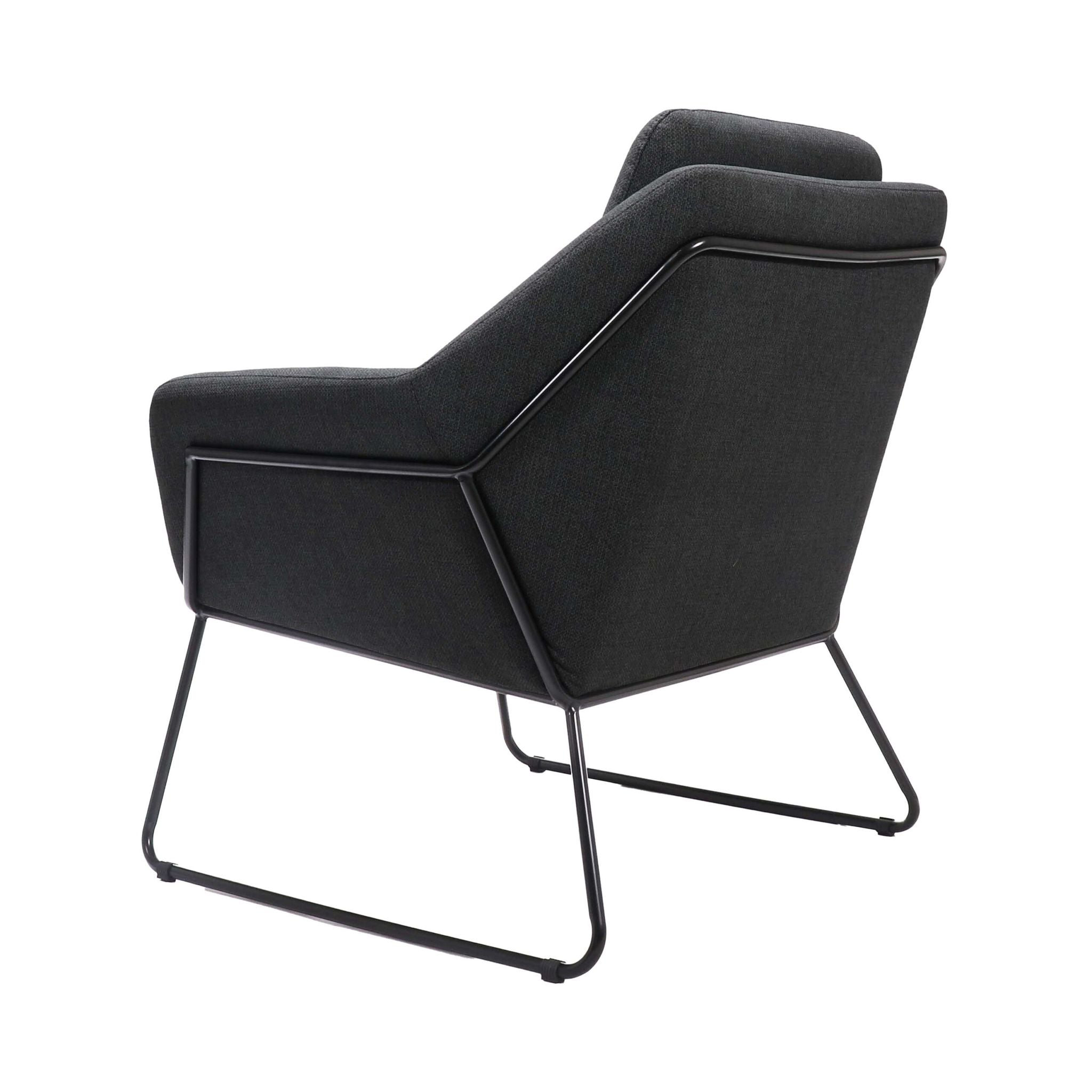 Black armchair with wireframe design on a white background