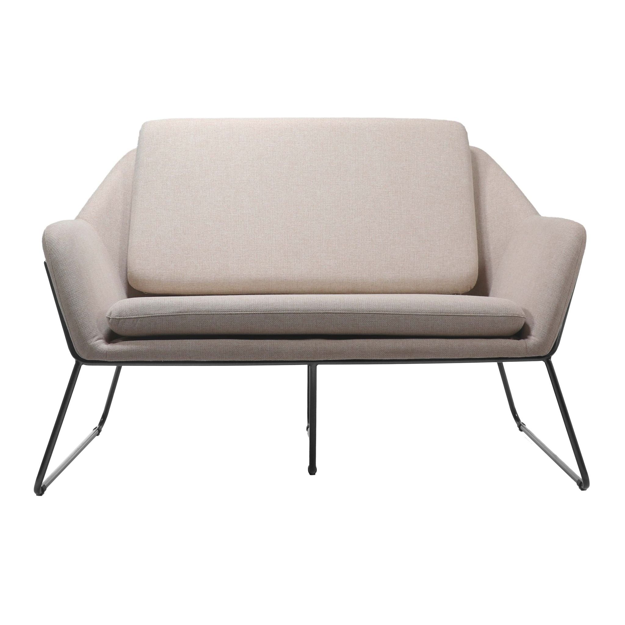 Beige armchair with metal legs on a white background