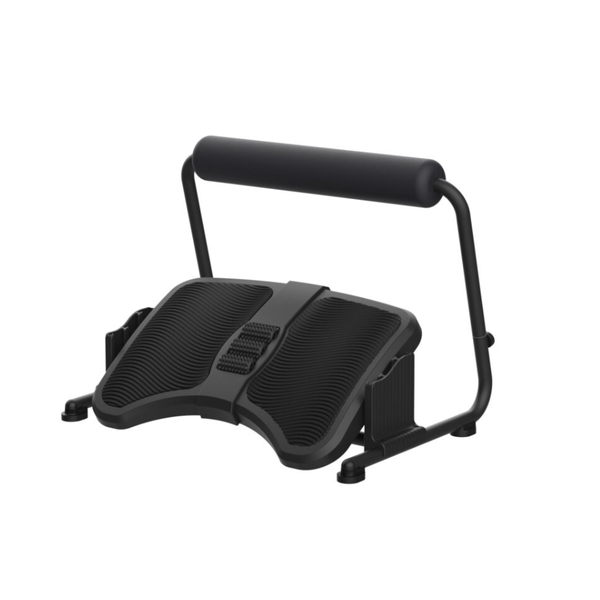 Black foot exerciser with handles on a white background
