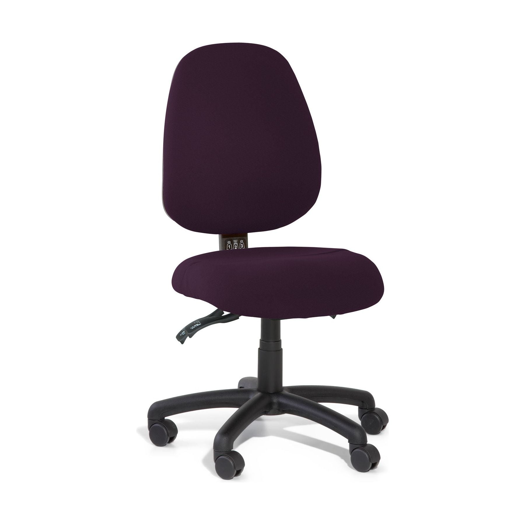 Purple office chair on a white background