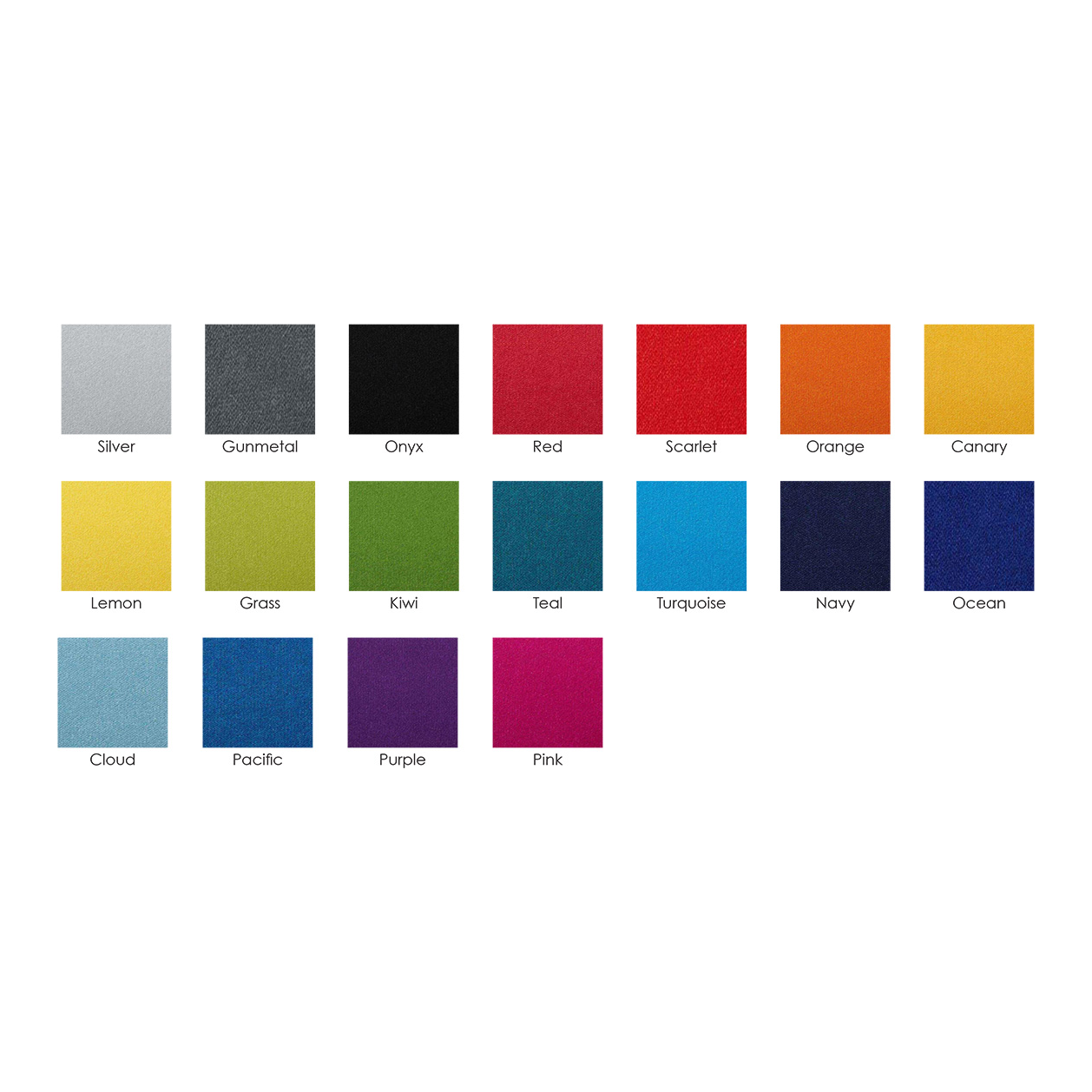 a color chart of different colors of fabric