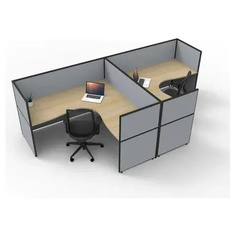 SHUSH30 Corner Workstations - 2 Person 'T' Configuration - Screen Hung Tops