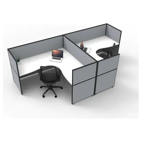 SHUSH30 Corner Workstations - 2 Person 'T' Configuration - Screen Hung Tops