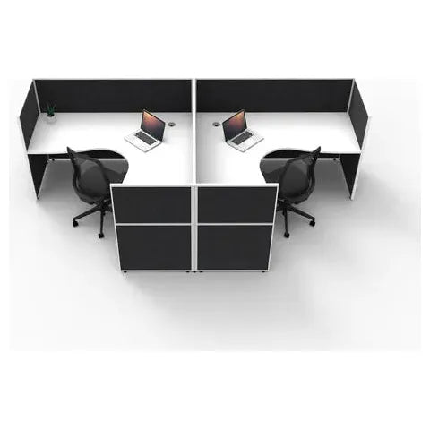 SHUSH30 Corner Workstations - 2 Person 'T' Configuration - Screen Hung Tops