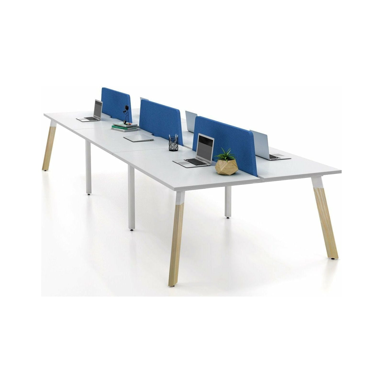 GEN X Wood Fixed Height 6 Person Back to Back Workstation