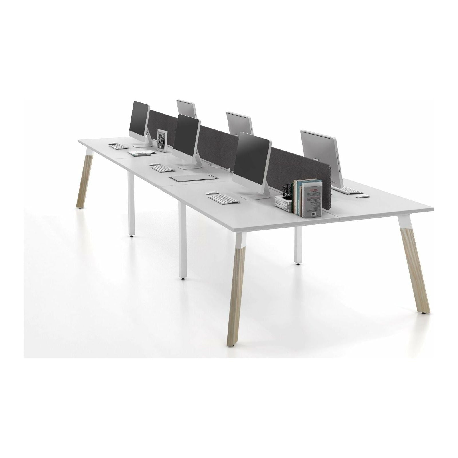 GEN X Wood Fixed Height 6 Person Back to Back Workstation