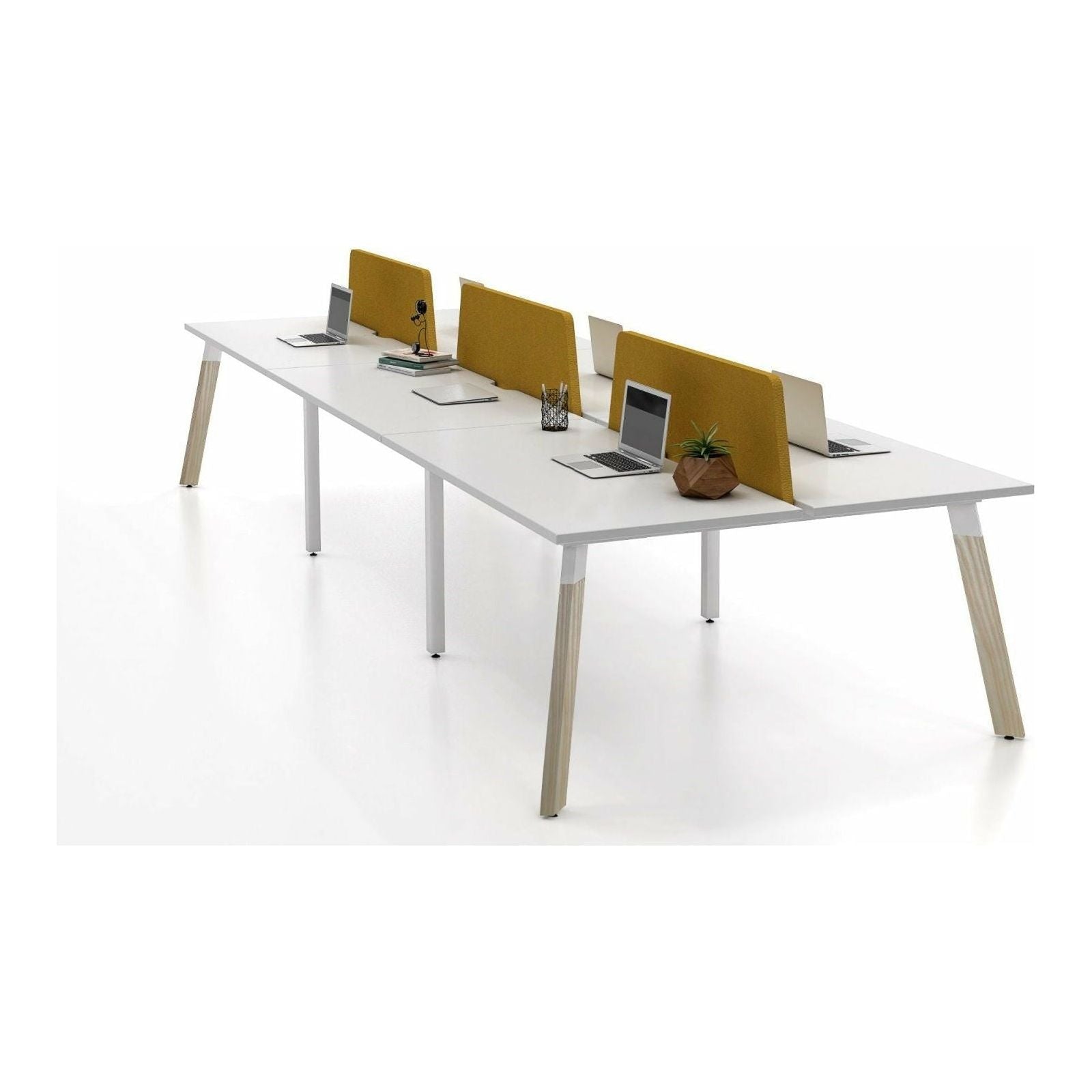 GEN X Wood Fixed Height 6 Person Back to Back Workstation